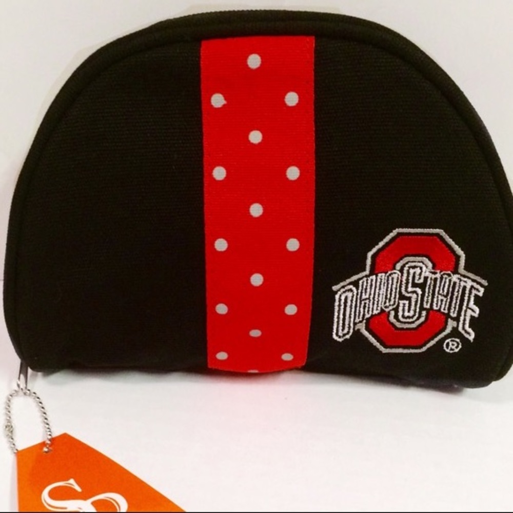 NWT $30 OHIO STATE BUCKEYES Compact Embroidered Cosmetics Bag COLLECTIBLE & RARE